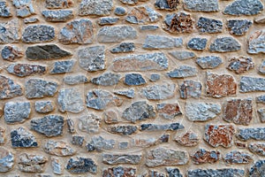 Stone wall texture background. Old stonewall traditional pattern building facade, natural material