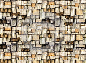Stone wall texture background, pattern natural color of modern style design decorative uneven cracked real stone wall surface with