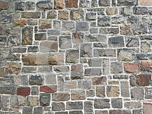 Stone Wall Texture with big bricks on ancient historic church in Germany, Europe