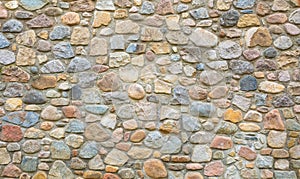 Stone wall texture with concrete, cobblestone background