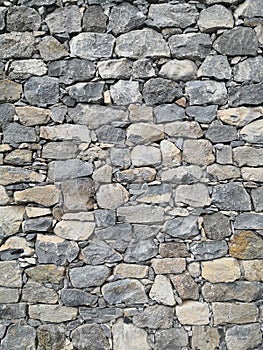 Stone wall texture or stone background with grey stones