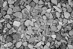 Stone wall texture, stones, black and white photo, background