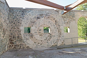 Stone wall with window openings
