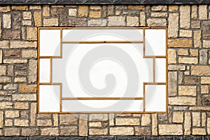 Stone wall with wooden pattern