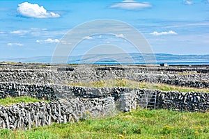 Stone walls on Inisheer Island, Doolin, Galway County, Ireland, Europe