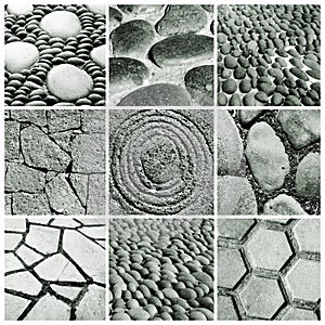 Stone walls and pavements collage
