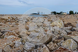 Stone walls prevent beach erosion