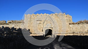 Stone Walls In Rhodes Old Town And City Gate