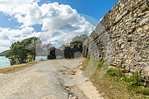 Stone Walls Surrounding Fort James in Antigua