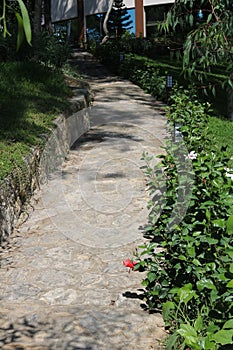 Stone way. The stone way in the garden of hotel.