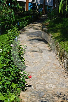 Stone way. The stone way in the garden of hotel.