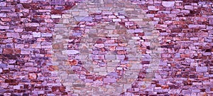 Stone web header purple violet wall vintage texture panoramic large background pink brick siding different sized stones