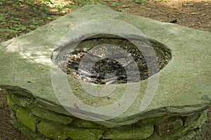 Stone well in Belding Preserve, Vernon, Connecticut, top view.