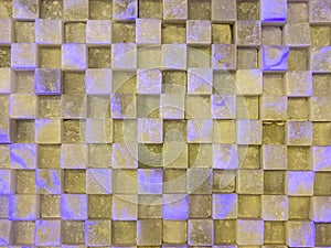 Stone white square small tile mosaic. Background, texture
