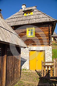 Stone and wood in architecture Kusturica Drvengrad, Serbia
