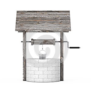 Stone and Wood Water Well. 3d Rendering