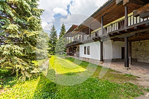 Stone-wooden architecture of the buildings of the Sokolinsky monastery in Bulgaria