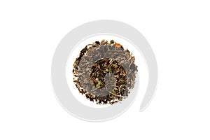 Stonebreaker tea or Chanca Piedra on white background. Dried herbs Phyllanthus niruri. Tea for Optimal Urinary & Liver Health