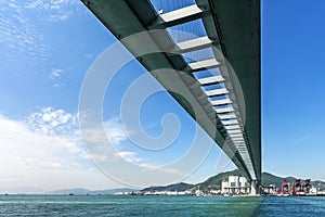 Stonecutters bridge under blue sky in the China