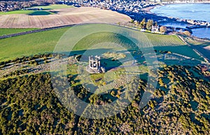 Stonehaven War Memorial on a hilltop in Scotland