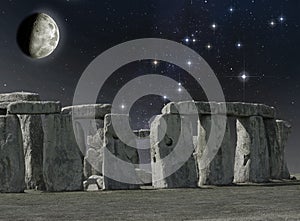 Stonehenge monument in the moonlight