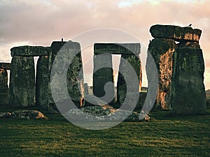 Beautiful sunset over Stonehenge in England