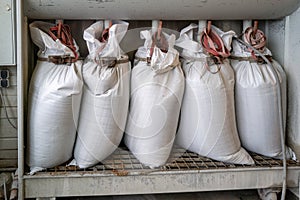 in the stonemasonry company the vacuumed dust is collected in white bags