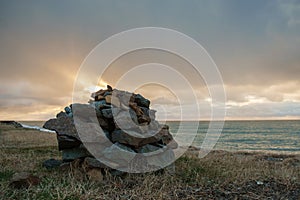 Stones amassment on the beach