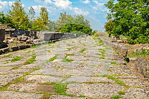 Stones of ancient road. Dion, Greece