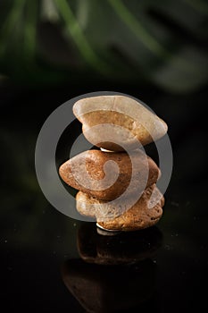 Stones arranged against black background