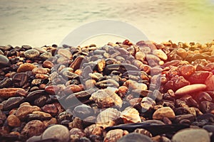 Stones background on beach