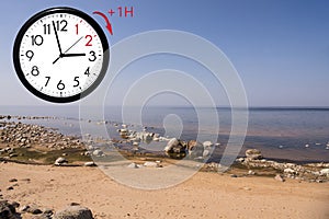 Stones balance on the beach. Place on Latvian coasts called Veczemju klintis