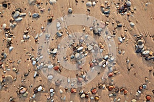 Stones at Baltic sea shore in Liepaja, Latvia