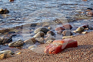 Stones at Baltic sea shore in Liepaja, Latvia