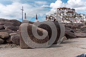 Stones with basreliefs photo