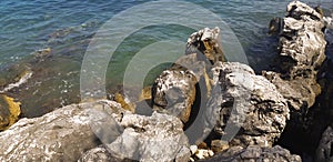 Stones beach, Corfu island, Ionian Sea