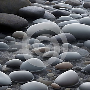Stones on the beach. Scenic view of rocks on beach against sky. Close-up of stones on beach. Beach tranquility, Scenic view of