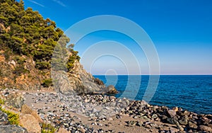 The stones beach and sea