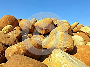 Stones brown and blue sky