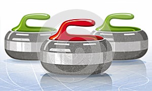 Stones for curling sport game. Ice. Rink. Vector illustration.