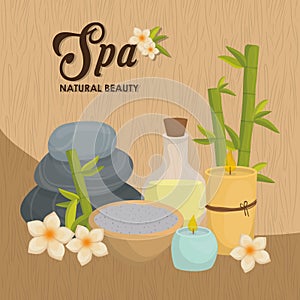 Stones and decoration. Spa center design. Vector graphic