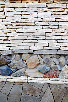 Stones of different kinds are laid out in one wall.