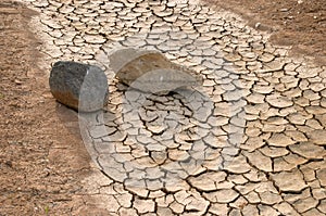 Stones in a dry river photo