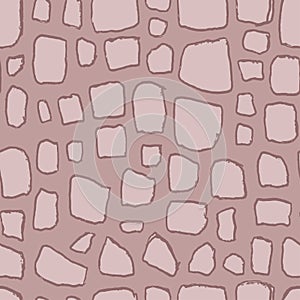 Stones handdrawn seamless brown pattern. Vector illustration.
