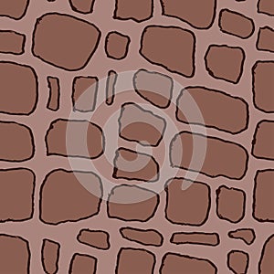 Stones handdrawn seamless brown pattern. Vector illustration.