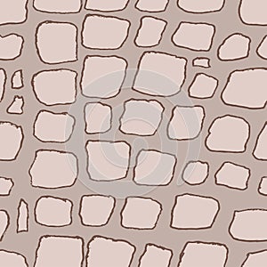 Stones handdrawn seamless brown pattern. Vector illustration.