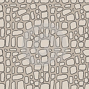 Stones handdrawn seamless brown pattern. Vector illustration.