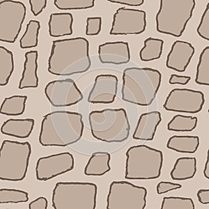 Stones handdrawn seamless brown pattern. Vector illustration.