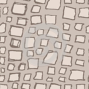 Stones handdrawn seamless brown pattern. Vector illustration.
