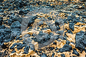 Stones from hardened volcanic lava in Lanzarote